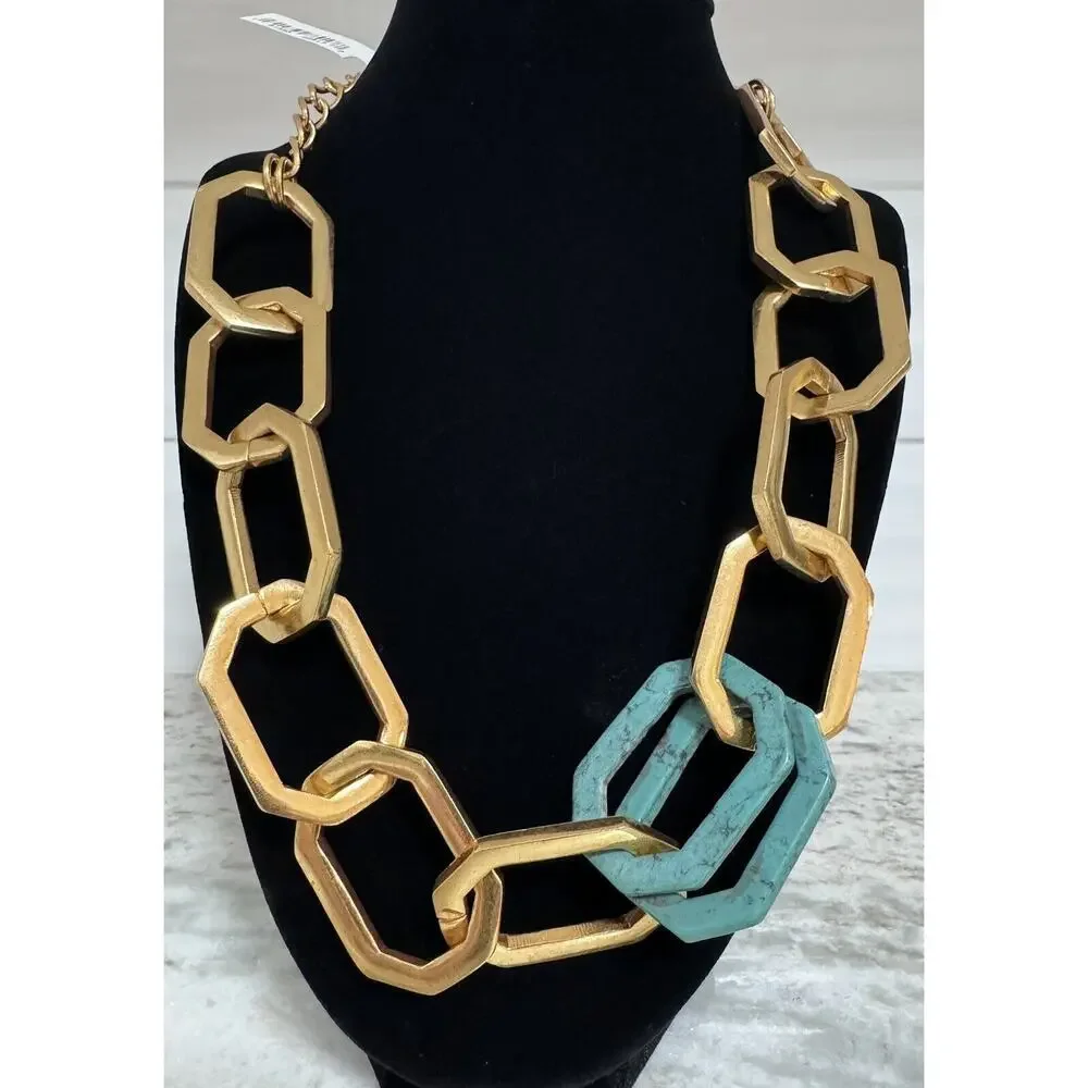 Oscar de la Renta MCM Huge Gold Tone Chain Link Necklace